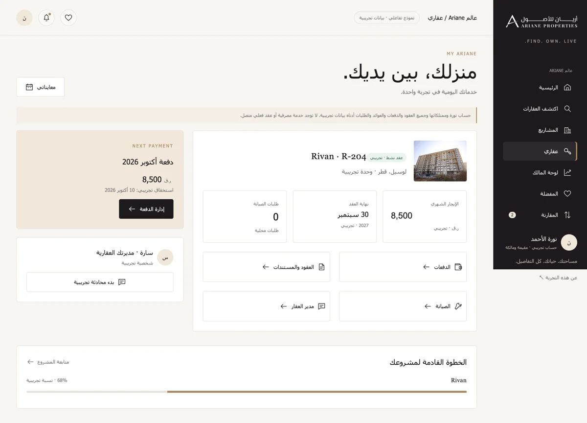 واجهة أرينا العقارية